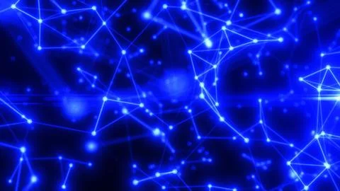 Abstract blue energy lines plexus triangles magical bright glowing futurist.. Stock Illustration