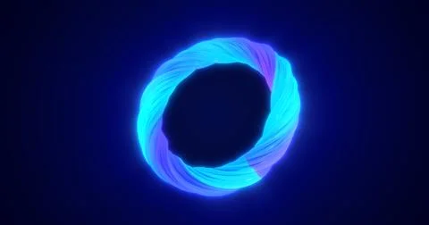 Abstract blue energy magic bright glowing spinning ring of lines, background Stock Illustration