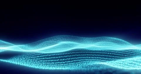 Abstract blue energy magic waves from glowing particles and lines futuristic  Stock Illustration