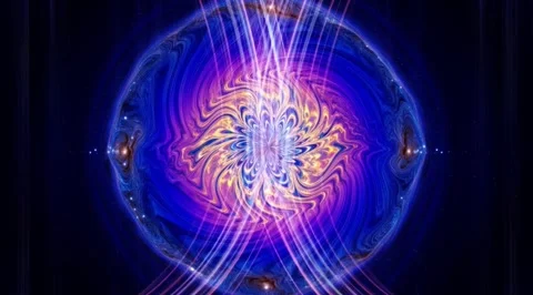 Abstract blue energy orb with vertical light rays Stock Footage 331457897