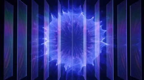 Abstract blue energy pulsing through glass panels Stock Footage 331457050