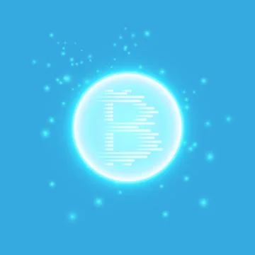 Abstract blue energy ring with bitcoin on a transparent background. Stock Illustration