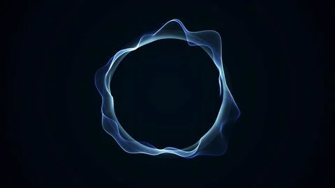 Abstract blue energy ring with flowing light mesh on black background. Futu.. Stock Illustration