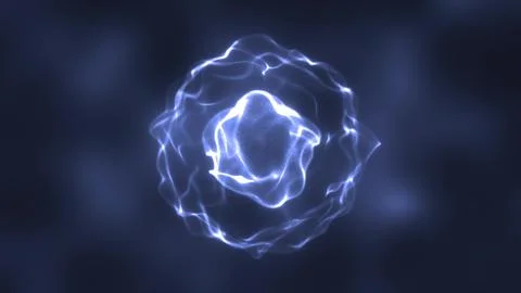 Abstract blue energy round sphere glowing with particle waves hi-tech digit.. Stock Illustration