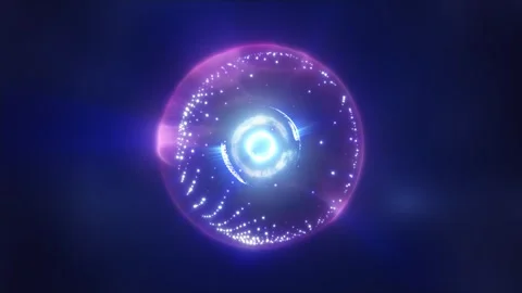 Abstract blue energy sphere with flying ... | Stock Video | Pond5