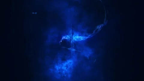 Abstract blue energy vortex with glowing plasma waves Stock Footage 334687975