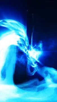 Abstract blue energy vortex with glowing plasma waves, swirling light, and .. Illustrazione stock