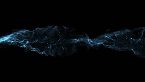 Abstract blue energy wave flowing slowly on isolated black background Stock Footage 327540802