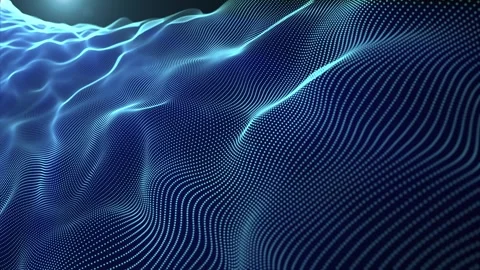 Abstract blue energy waves made of glowing hi-tech lines and particles Stock Footage 255362213