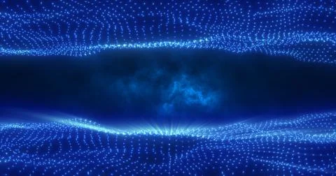 Abstract blue energy waves from particles above and below the screen magica.. Stock Illustration