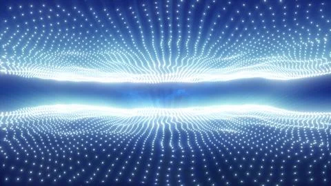 Abstract blue energy waves from particles above and below the screen magica.. Stock Illustration