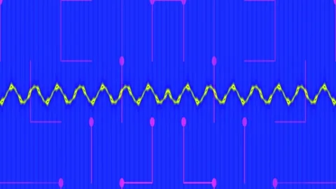 Abstract blue equalizer waveform displaying sound frequency and data flow t.. Stock Footage 336769342