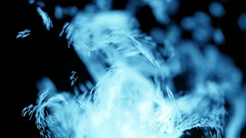 Abstract blue ethereal particles flowing in dynamic cinematic motion on bla.. Stock Footage 332389797