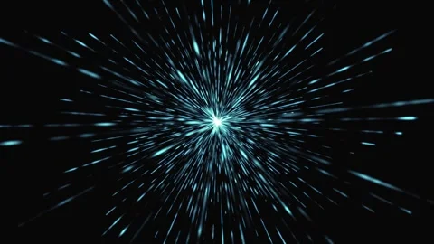 An abstract blue explosion of light with rays and particles spreading out from 库存影片 339047800
