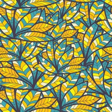 Abstract blue feathers. bright seamless texture Illustrazione stock