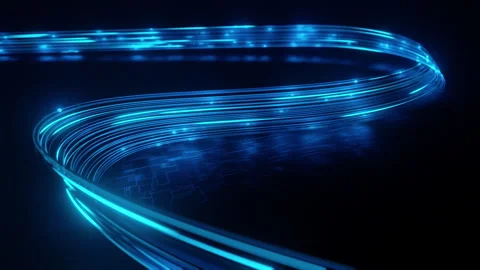 Abstract Blue Fiber Optic Light Trails Data Communication Background Stock Footage 321424056