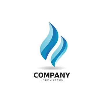 Abstract Blue Fire Flame Logo Sign Symbol Icon Stock Illustration