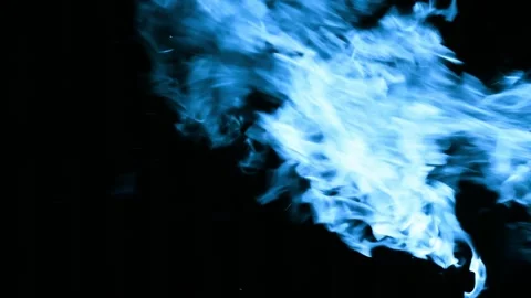 Abstract blue fire flames swaying on black background Stock Footage 131501949