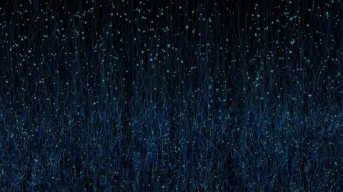 Abstract Blue Fireflies Rising from Grass Stock Footage 70979847
