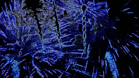 Abstract Blue Firework Background on Black 库存影片 131333169