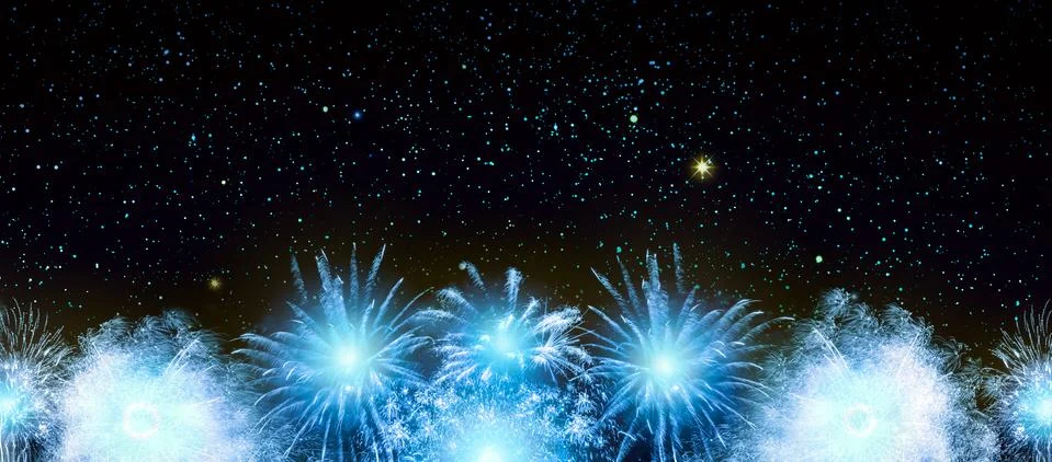 Abstract blue firework background . New Year background. Illustrazione stock