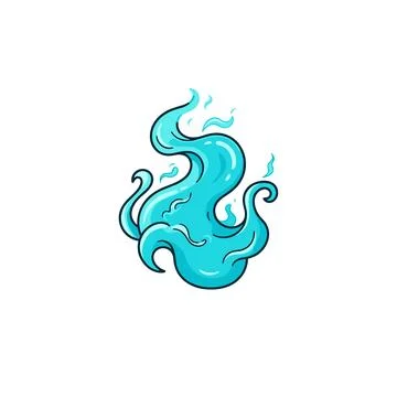 Abstract blue flame or fire illustration with swirling shapes and smoke wisps Stock Illustration