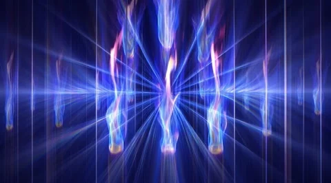 Abstract blue flames flickering in a digital grid Stock Footage 331461883
