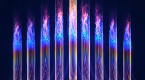 Abstract blue flames in vertical glass pillars Stock Footage 331453092