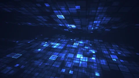 Abstract blue flashing rectangle grid perspective motion graphic loop Video stock 103946424
