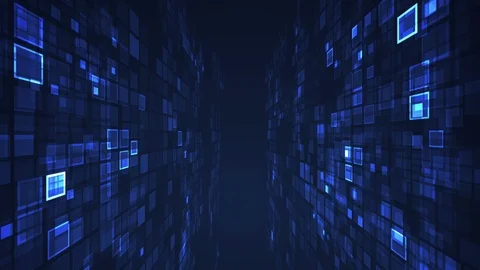 Abstract blue flashing rectangle grid perspective motion graphic seamless Stock Footage 104491299