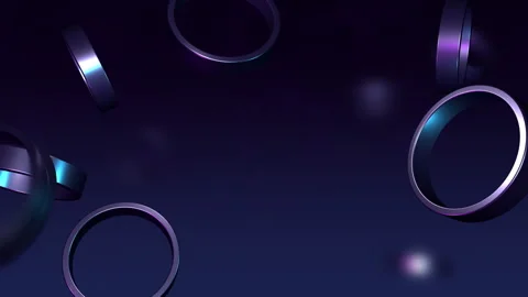 Abstract blue floating rings background, 3D rotating circles Stock Footage 341984025