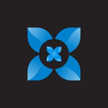 Abstract Blue Floral Geometric Pattern Icon Stock Illustration