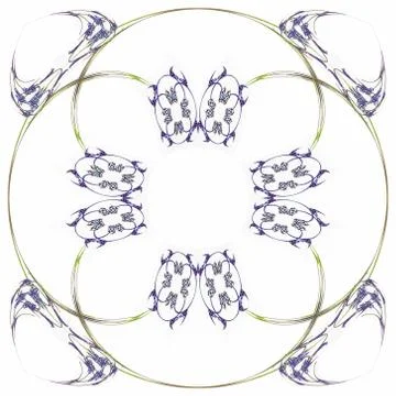 Abstract blue floral pattern isolated on white background. Stock Illustration