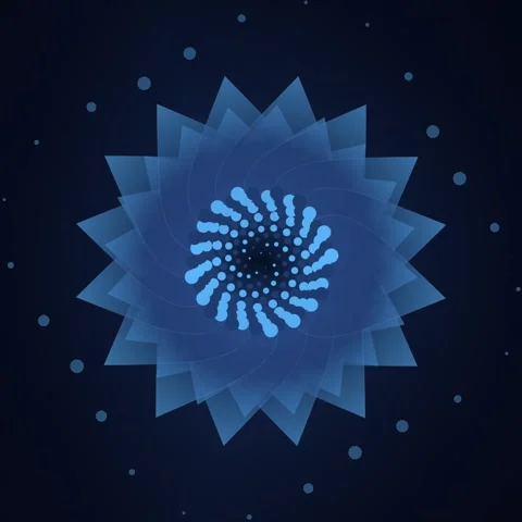 Abstract Blue Flower Bloom Spiral Animation Stock Footage 346282435