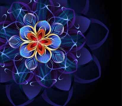 Abstract Blue Flower. Illustrazione stock