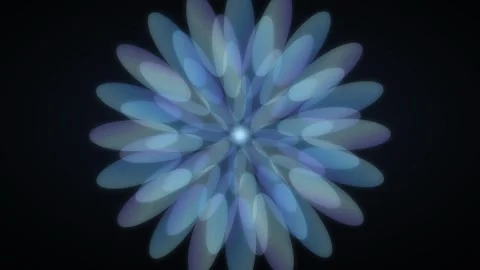 Abstract blue flower motion graphic with glowing center on black background. Vídeos de archivo 341770774