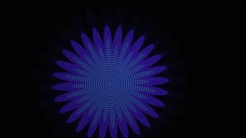 Abstract Blue Flower Pattern Animation on Black Background. Stock Footage 334412375