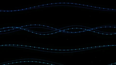 Abstract Blue Flowing Lines with Glowing Dots Stock Footage 332764633