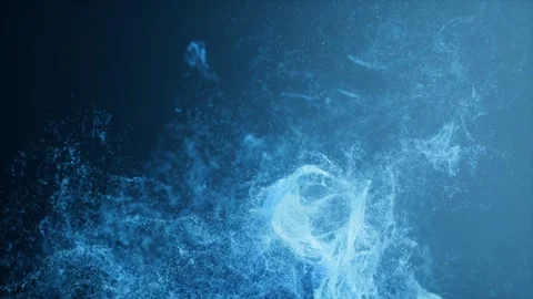 Abstract blue flowing particles in dark background with dynamic organic mot.. Stock Footage 332391114