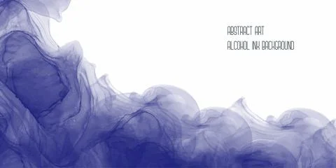 Abstract blue fluid painted background with space for text. Alcohol ink or イラスト素材