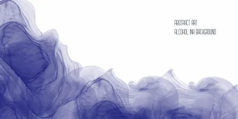 Abstract blue fluid painted background with space for text. Alcohol ink or Illustrazione stock