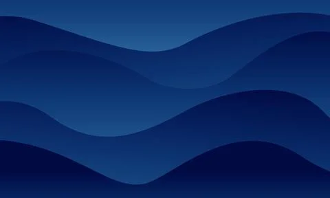 Abstract blue fluid wave background with layered smooth curves. Illustrazione stock