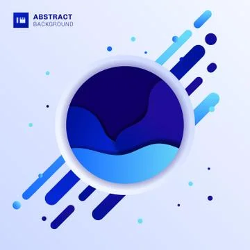Abstract blue fluid wave design in circle with rounded lines elements and dot Stock Illustration