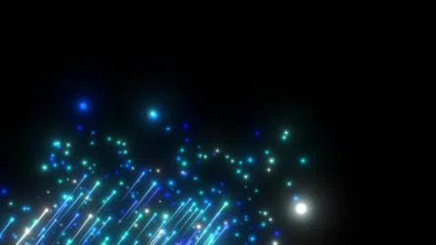 Abstract blue flying diagonal glowing lines meteorites of energy and light fr Stock Illustration