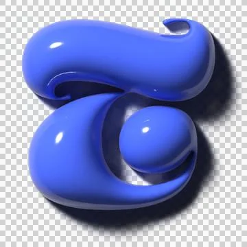 Abstract blue form is floating in glossy 3D with two droplet shapes and orb, Stock Illustration