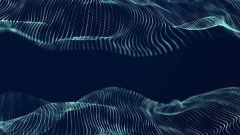 Abstract blue futuristic background. Digital dynamic wave of particles. Stock Footage 155334842