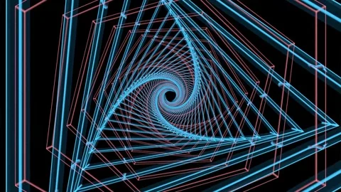 Abstract blue futuristic background. Space from glowing neon light tubes on blac Stock Footage 268290136