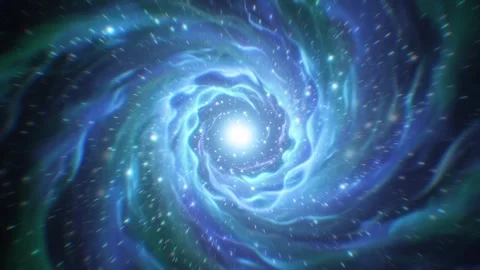 Abstract Blue Galaxy Vortex Background With Glowing Cosmic Core 動画素材 332300969
