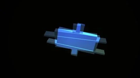Abstract blue geometric 3D shape rotating against dark background. Stock Footage 345671321