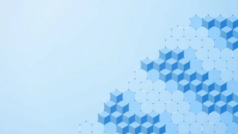 Abstract Blue Geometric Background with 3D Isometric Cubes Pattern. Stock Footage 341775479